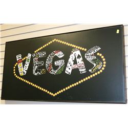 LARGE 42" LAS VEGAS WOOD FRAMED SIGN BY LA POP AR