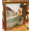 Image 1 : WOMAN ON BIKE SCENE PAINTING