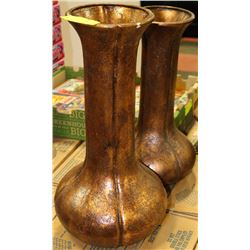 PAIR OF 21"AND 19" GOLD COLORED VASES