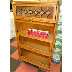 VINTAGE OAK BANKERS CABINET MISSING ONE PANE OF