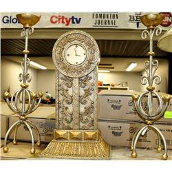 2 CANDLEHOLDERS AND A CLOCK