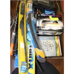 BOX OF ASSORTED CAR PARTS