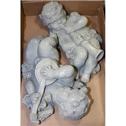 SET OF 2 VINTAGE CHERUB WALL ORNAMENTS - 11" TALL