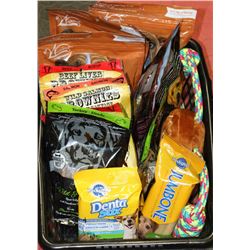 BIN ASSORTED OF DOG CHEWS AND TREATS