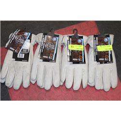 4 PAIRS OF SIZE L LEATHER WINTER WORK GLOVES