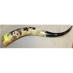 PAINTED LONGHORN AND SIGNED DECORATION