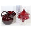 Image 1 : 2 CRANBERRY GLASS PIECES