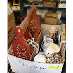 BOX WITH SOAPSTONE TEALIGHT HOLDERS, WAX BURNERS