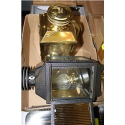 SET OF 2 NAUTICAL STYLE OIL LAMP ONE BRASS AND ONE