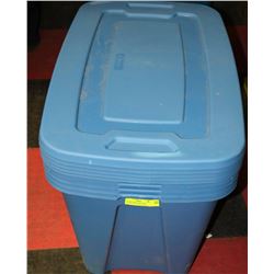 LOT OF 5 LARGE TUFF STORE 121LITER TOTES WITH LIDS