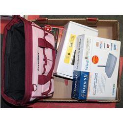 BOX WITH ROUTER , TV MOUNT, CREATIVE TOOL AND MORE