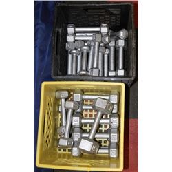 TWO TOTES WITH MANY 5LB & 3LB HAND WEIGHTS