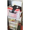 Image 1 : 3 DRAWER PLASTIC ORGANIZER& 2 BOXES FILLED WITH