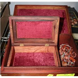 CARVED WOODEN 2PC JEWELLERY BOXES WITH ELEPHANTS