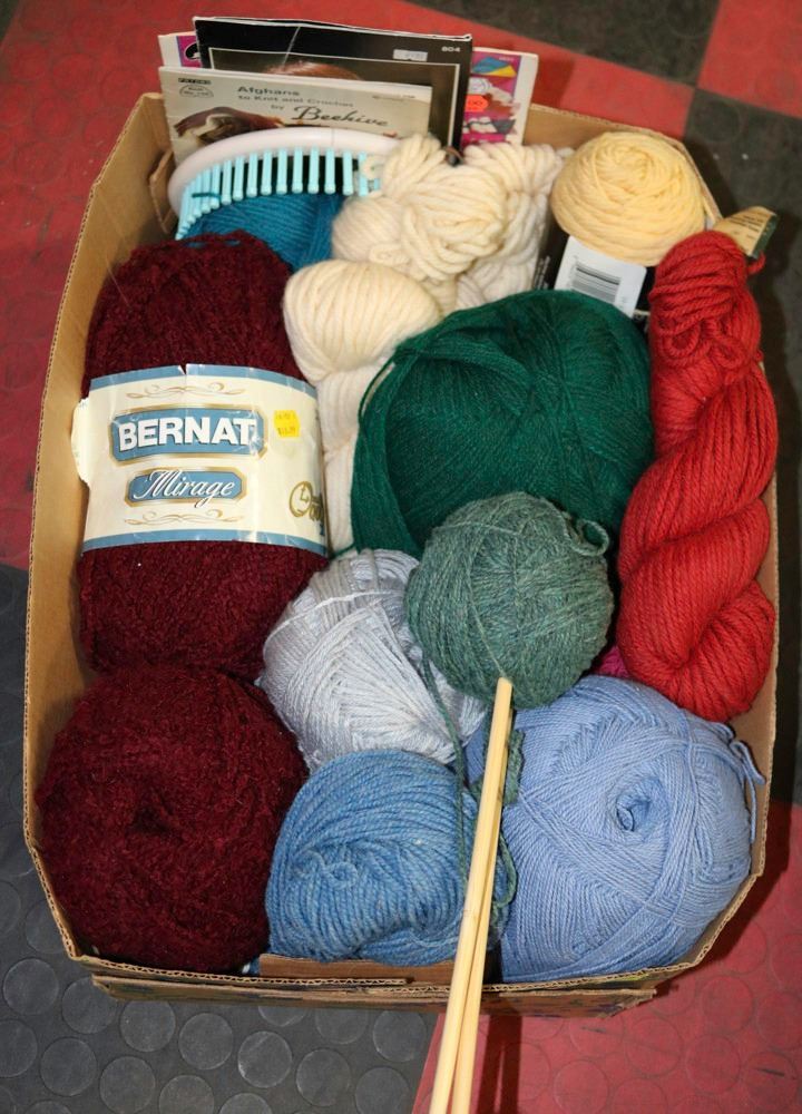 LARGE BOX FULL OF NEW YARN & SOME