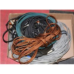 LOT OF BAND CABLES INCL GUITAR AMP CABLES, MIC