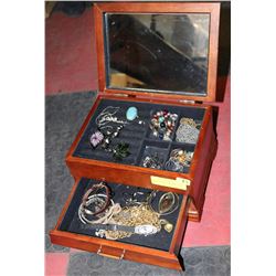 LIGHT BROWN WOOD JEWELLERY BOX