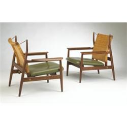 Finn Juhl adjustable back lounge chairs, pai
