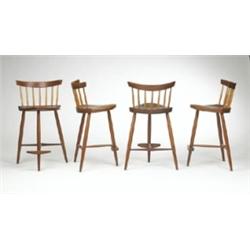 George Nakashima High Mira stools, set of fo