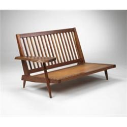 George Nakashima Slat-back slab arm settee