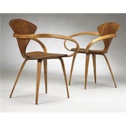 Norman Cherner armchairs, pair