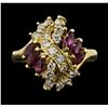 Image 2 : 14KT Yellow Gold 1.00ctw Ruby and Diamond Ring