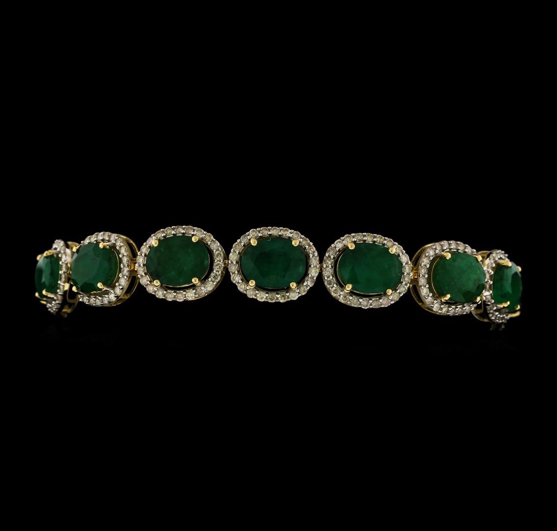 14KT Yellow Gold 24.29ctw Emerald and Diamond Bracelet