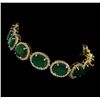 Image 2 : 14KT Yellow Gold 24.29ctw Emerald and Diamond Bracelet