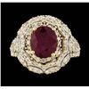 Image 2 : 14KT Yellow Gold 3.72ct Ruby and Diamond Ring