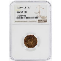 1909 VDB Lincoln Wheat Cent NGC MS64RB
