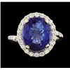 Image 2 : 14KT White Gold 5.13ct Tanzanite and Diamond Ring