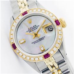 Rolex 14KT Two-Tone Gold Ruby and Diamond DateJust Ladies Wristwatch