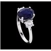 Image 4 : 14KT White Gold 2.47ct Blue Sapphire and Diamond Ring