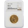 Image 1 : 1911 $10 Indian Head Eagle Gold Coin NGC MS62
