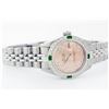 Image 2 : Rolex Ladies Stainless Steel Emerald and Diamond Datejust Wristwatch