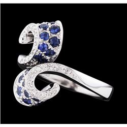 14KT White Gold 1.00ctw Blue Sapphire and Diamond Ring