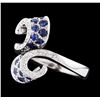 Image 1 : 14KT White Gold 1.00ctw Blue Sapphire and Diamond Ring