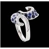 Image 4 : 14KT White Gold 1.00ctw Blue Sapphire and Diamond Ring