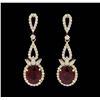 Image 1 : 14KT Yellow Gold 10.95ctw Ruby and Diamond Earrings