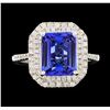 Image 2 : 14KT White Gold 3.65ct Tanzanite and Diamond Ring