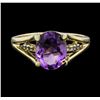 Image 2 : 10KT Yellow Gold 2.00ct Amethyst and Diamond Ring