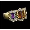 Image 1 : 14KT Yellow Gold 8.00ctw Multi Colored Gemstone and Diamond Ring