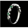 Image 4 : 14KT White Gold 0.20ctw Emerald and Diamond Ring