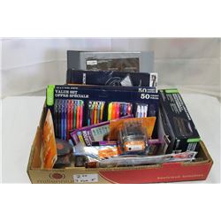 BOX OF OFFICE SUPPLIES