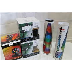 SOLAR LIGHTS DISCO BALL AND LAVA LAMPS