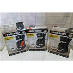 THREE BLACK AND DECKER COFFEE MAKERS