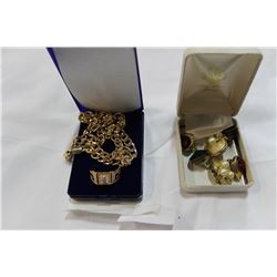 GOLD TONE RING AND CHAIN