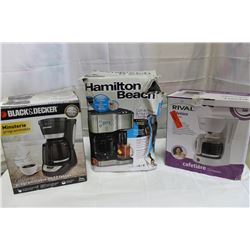 THREE COFFEE MAKERS