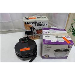 WAFFLE MAKER AND RICE COOKER AND HAND MIXER