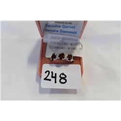 STERLING WITH GARNET AND DIAMOND RING RETAIL $300